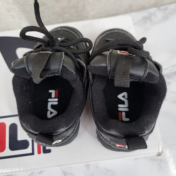 Fila Disruptor II 2 Black Tennis Shoes Infant Toddler 4C Unisex  LIKE NEW - Picture 6 of 8